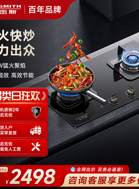 AO史密斯灶具4.5kW大火力燃气灶1级能效钢化玻璃V2B2S家用官方