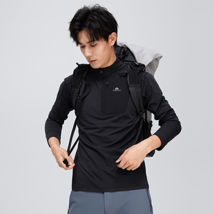 拓路者半开襟立领长袖T恤男25年秋户外卫衣运动骑行百搭宽松体恤
