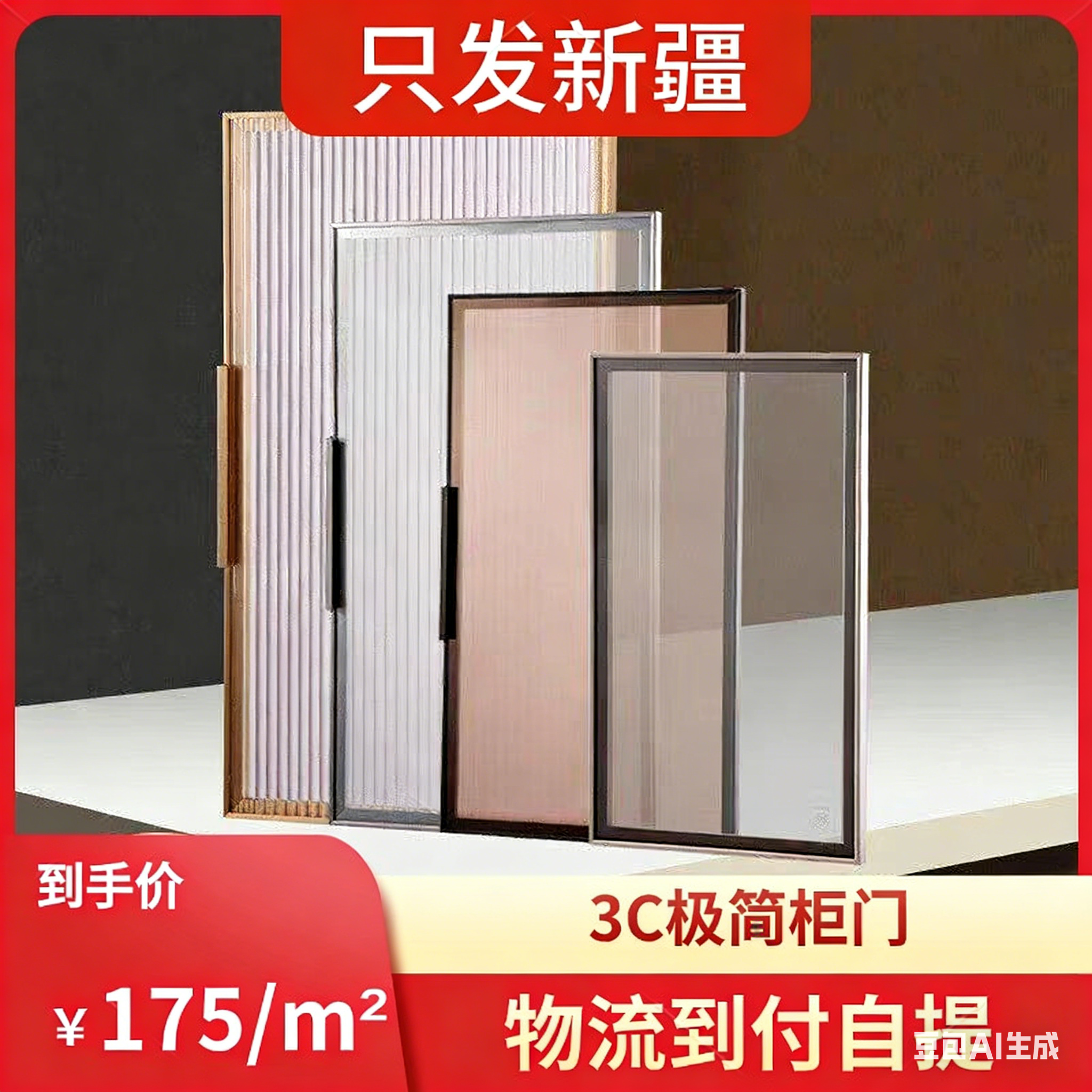 新疆极简柜门玻璃门衣柜玻璃门定做云石板衣柜门平开门定制极简玻