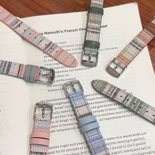 民族风格 GT3苹果s10 子帆布皮革适用GT4表带华为手表watch4pro女款