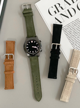 绒皮真皮复古适用GT3华为手表gt4新款watch4pro表带皮革41通用GT5