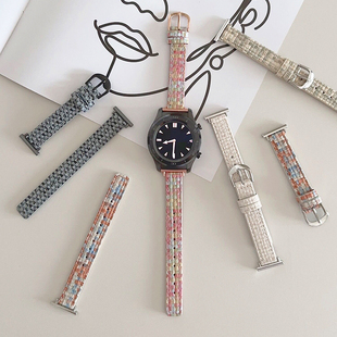 编织纹小蛮腰夏天适用华为手表gt4新款 GT3皮革watch3表带4pro小众