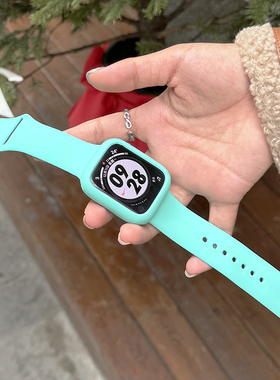 蒂芙蓝色ins风硅胶se适用iwatch表带s9苹果applewatch手表保护壳8