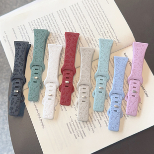 雕刻玫瑰花硅胶小蛮腰GT5适用华为GT3手表watch4pro表带苹果小米9