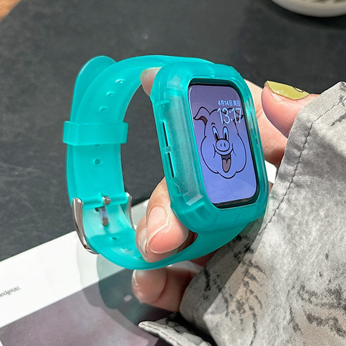 磨砂透明一体硅胶适用iwatch表带