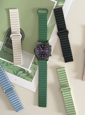 拼色磁吸硅胶表带新款适用华为2手表gt5夏天GT3小众watch4pro小米