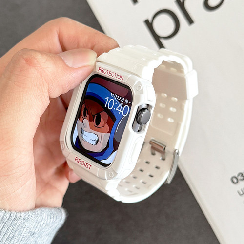 适用iwatch表带一体硅胶机甲