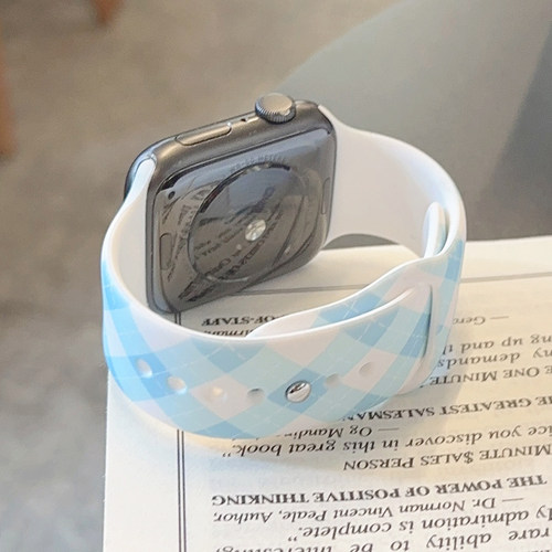 菱格纹粉色蓝色适用iwatch表带