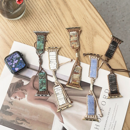 编织麻绳松石伸缩适用iwatch表带