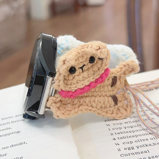 毛线手工猫咪针织GT5适用华为GT6手表watch4pro表带苹果S11高级感