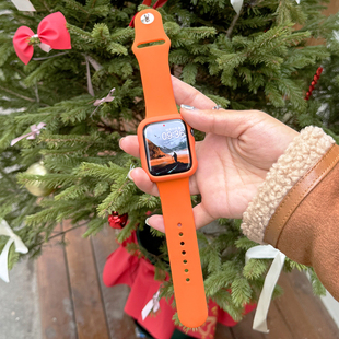 橙色硅胶s9运动适用iwatch表带se苹果applewatch手表8保护壳Ultra
