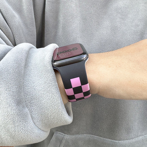 格纹小众日系硅胶适用iwatch表带