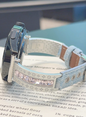 方钻金属皮革牛仔GT5适用华为GT3手表watch4pro表带苹果S10小米S4