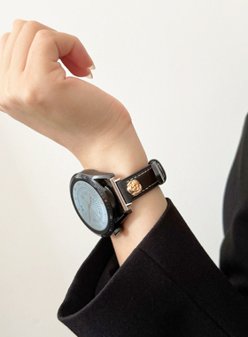 山茶花小蛮腰皮革小众GT4适用gt2华为GT3手表watch4pro表带荣耀41