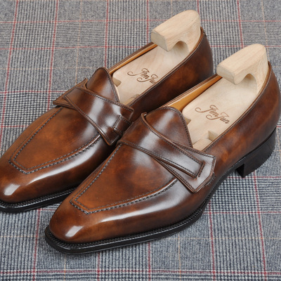 JIMJUN Penny Loafer 乐福鞋夏季方头商务绅装棕色手工定制男鞋