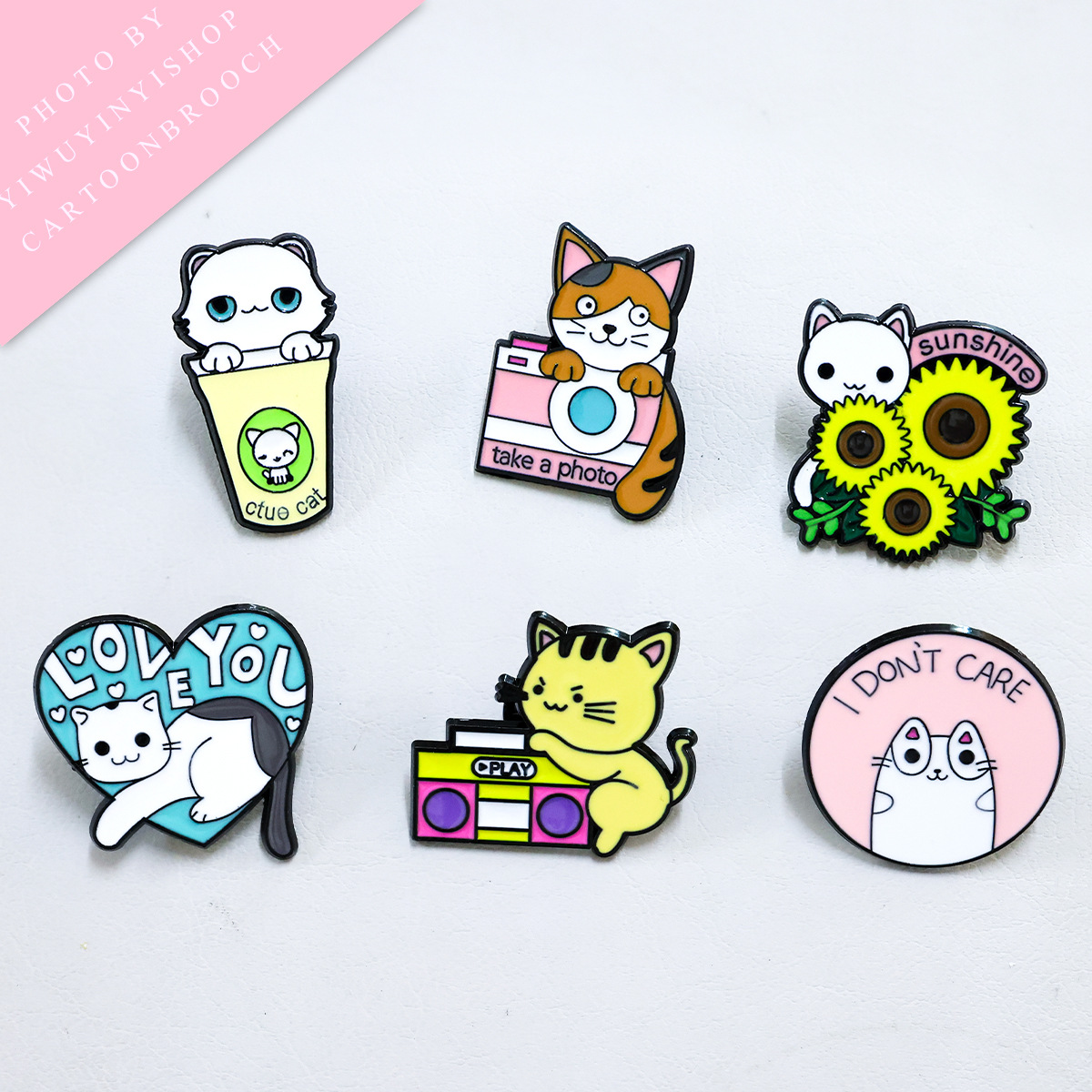 心形猫咪胸针可爱动物徽章照相机小猫胸章个性衣服扣针包包配饰