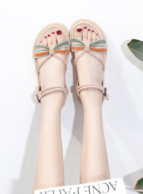 HM-16凉鞋女仙女风2026新款夏季时尚百搭网红学生女士平底罗马鞋