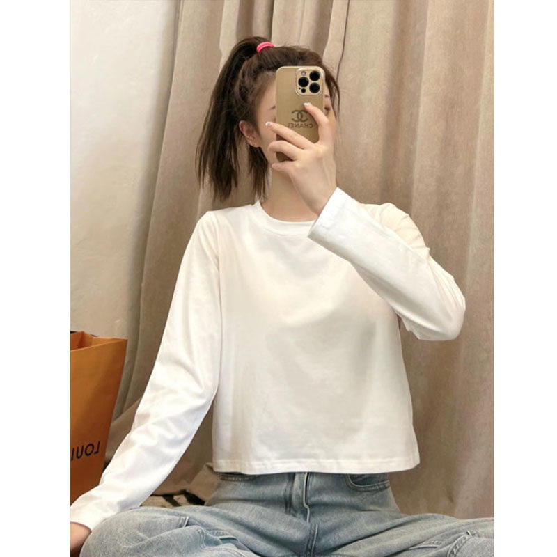 打底衫女秋冬白色内搭长袖T恤2025新款春秋爆款百搭宽松短款上衣,女装/女士精品,T恤,淘宝优惠券,粉丝福利购,淘宝优惠卷