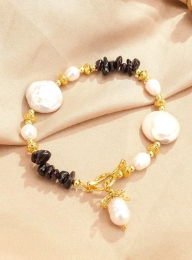 天然巴洛克紫石榴石百搭小众手链设计高级感轻奢手串手饰