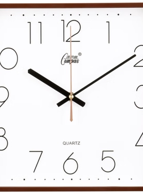 康巴丝3D立体字方形挂钟客厅时尚创意简约静音 黑色29*29.5