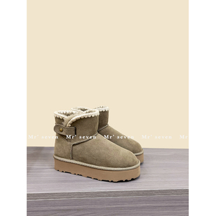 厚底雪地靴女款羊皮毛一体2025新款冬季铜扣短筒加厚保暖增高棉鞋