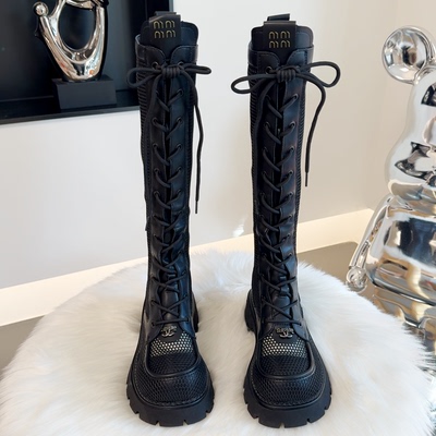 高筒靴薄款网纱长筒靴