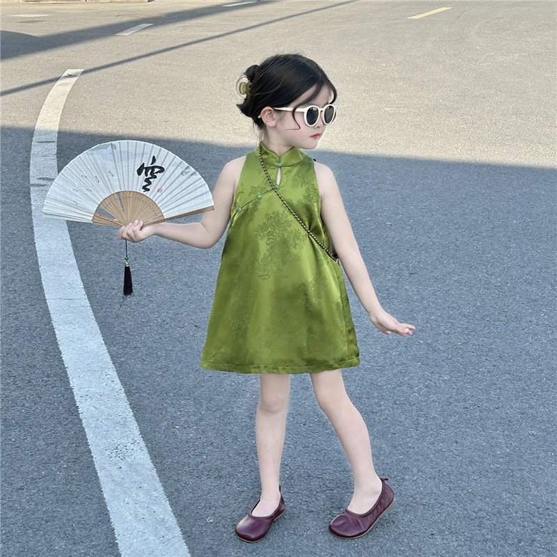 女童超显白夏小清新中国风连衣裙