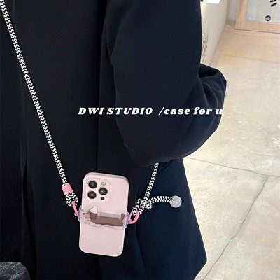 斜挎粉色液态硅胶腊肠小狗背夹