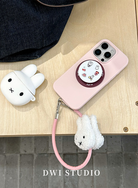 DWI STUDIO可爱粉棕米菲磁吸支架手机壳17promax全包AI按键适用苹果16promaxiPhone16液态硅胶壳15/14