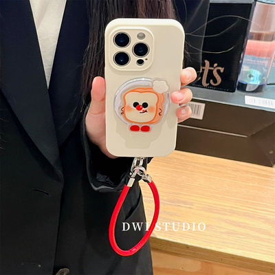 可爱红鼻子吐司磁吸支架手机壳