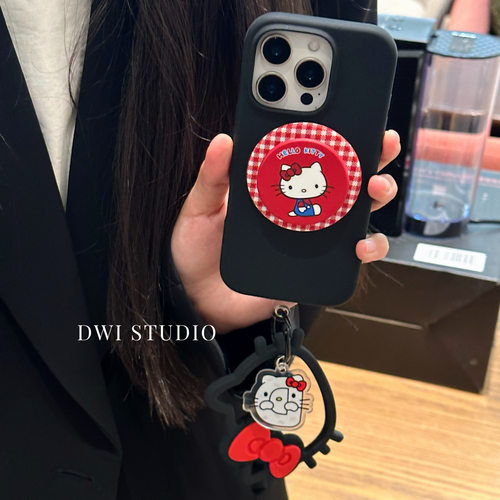 红格子Kt磁吸支架挂绳手机壳