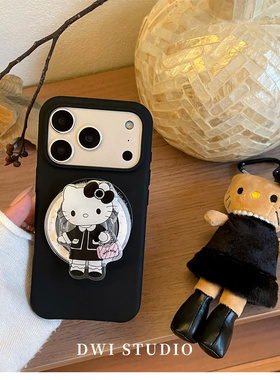 DWI STUDIO高级感气质小香Kitty磁吸支架链条手机壳17promax全包AI按键适用苹果16promax液态硅胶壳15/14