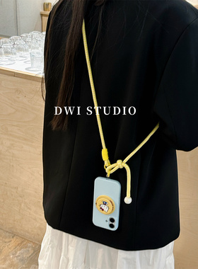 DWI STUDIO斜挎黄蓝撞色Kitty磁吸挂绳手机壳16promax/14适用苹果17pro/15promax/13新款iPhone17液态硅胶壳