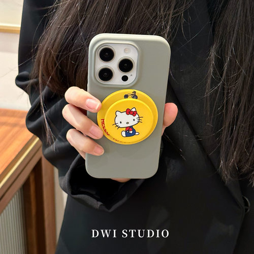 高级灰液态硅胶Kitty磁吸支架壳