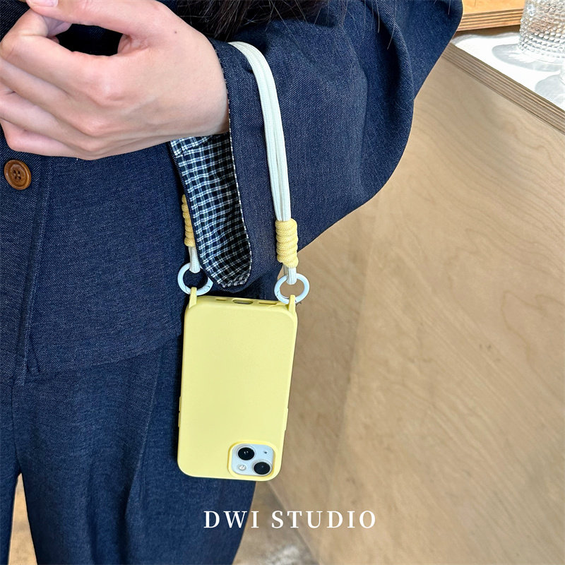 DWI STUDIO夏日黄手提挂绳手机壳16promax/14适用苹果15pro/17promax/13新款iPhone16磨砂硅胶壳17pro图片