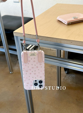 DWI STUDIO温柔碎花挂绳少女心手机壳16promax/14适用苹果15pro/17promax/13新款iPhone16全包壳17pro
