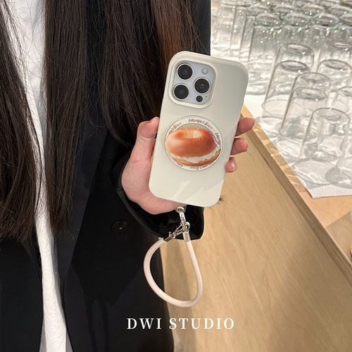 韩系奶油贝果面包磁吸支架手机壳