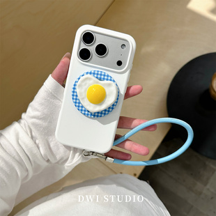 DWI STUDIO韩系爱心煎蛋磁吸支架手机壳17promax全包AI按键适用苹果16promaxiPhone16液态硅胶壳15/14