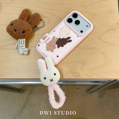 皮质粉米菲饼干挂绳手机壳