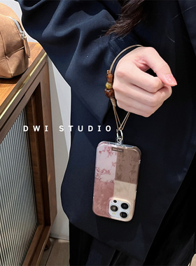 DWI STUDIO小众高级感碎花挂绳手机壳16promax/14适用苹果15pro/17promax/13新款iPhone16双层印花壳