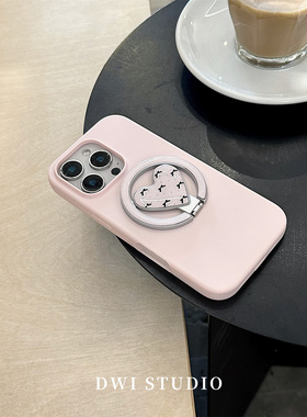 DWI STUDIO少女心粉色蝴蝶结磁吸支架手机壳17promax全包AI按键适用苹果16promaxiPhone16液态硅胶壳15/14