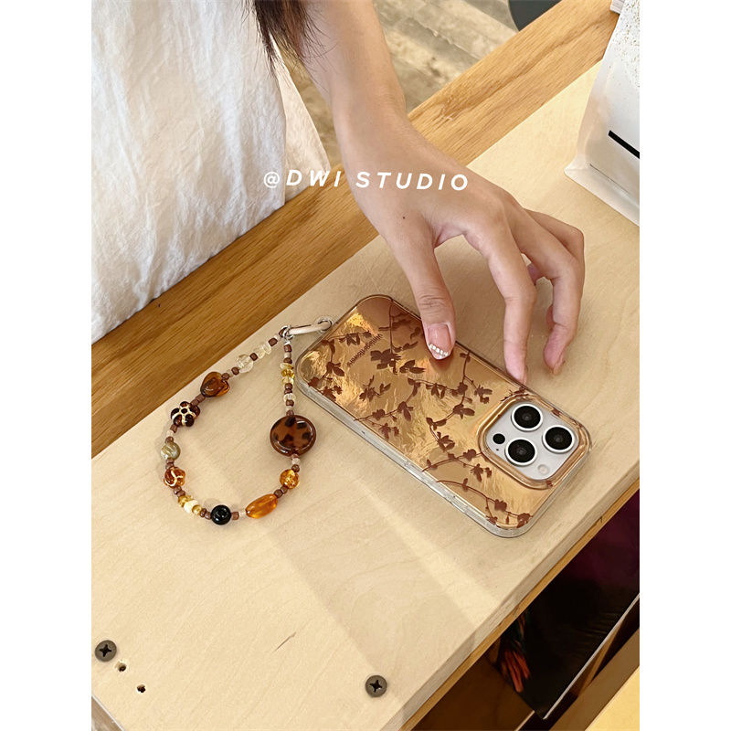 复古新中式碎花链条手机壳
