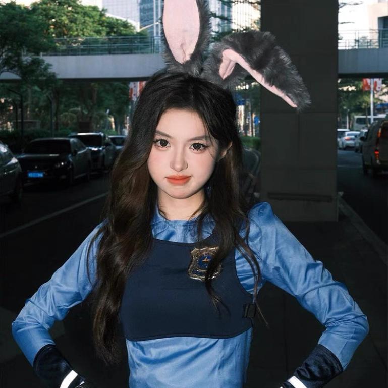 疯狂动物城发箍朱迪cos兔子警官头饰万圣节毛绒可爱头箍节日装扮