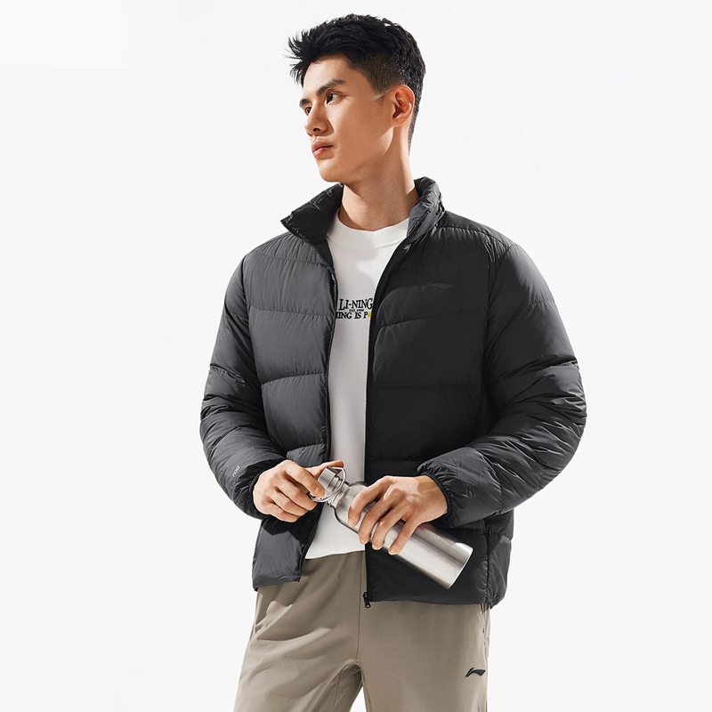 轻薄羽绒服李宁男子健身立领外套