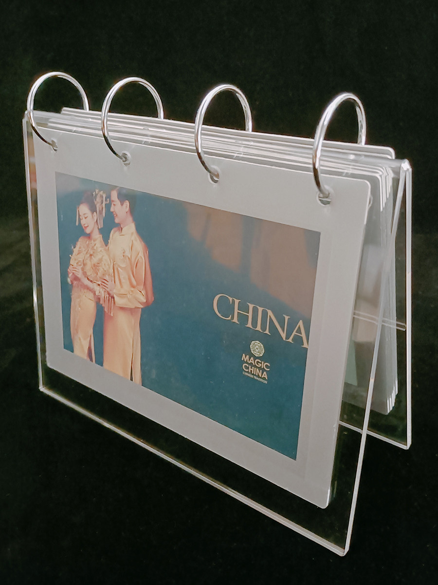 크리 에이 티브 아크릴 책상 달력 삽입 페이지 플립 사진 앨범 크리스탈 테이블 사진 프레임 6 인치 78 간단하고 절묘한 배치 레터링