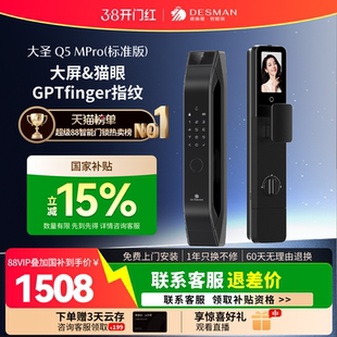 标准版 德施曼智能门锁猫眼大屏指纹锁密码 锁家用大圣Q5MPro