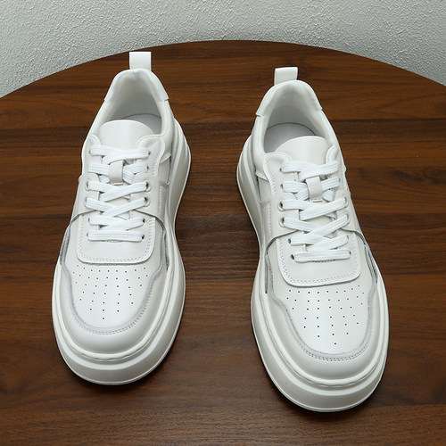 大码外贸出口真皮厚软底小白板鞋