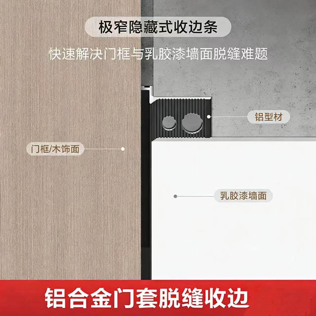 门套乳胶漆工艺缝预埋批灰收口条收边条脱缝阴影缝铝合金型材金属