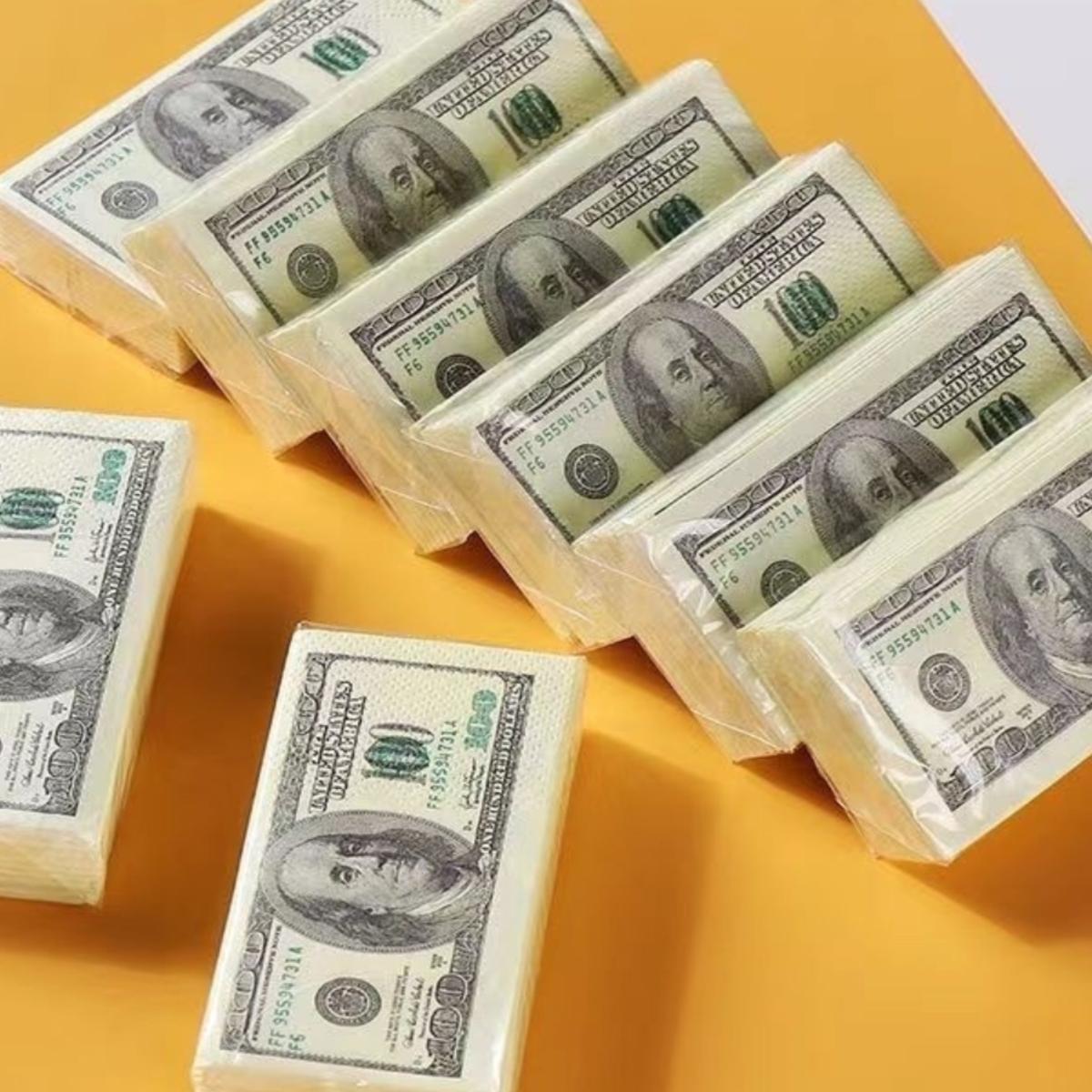 美元卫生纸抽纸彩色美金手帕纸餐巾纸印花金钱趣味创意美式小包钱