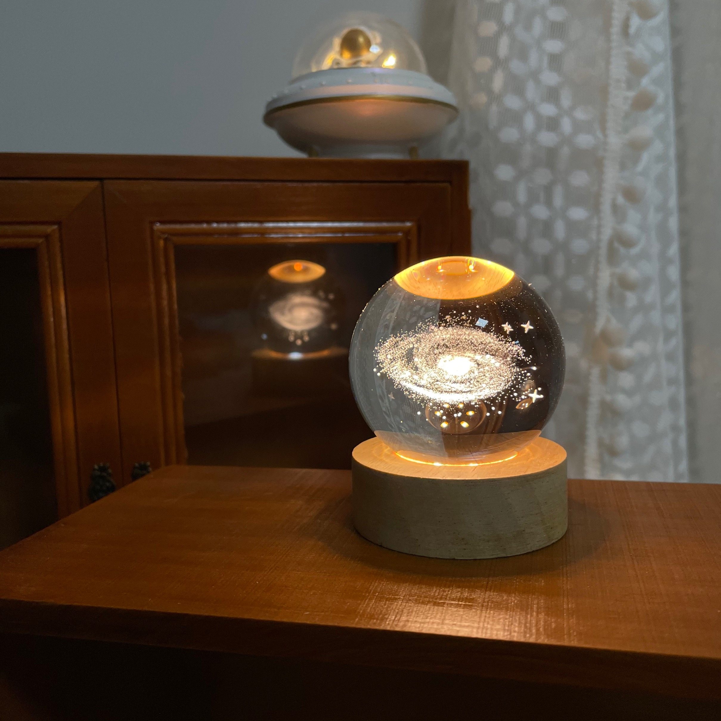 治愈/银河星系3D雕刻水晶球小夜灯摆件 送朋友生日礼物元新年礼品